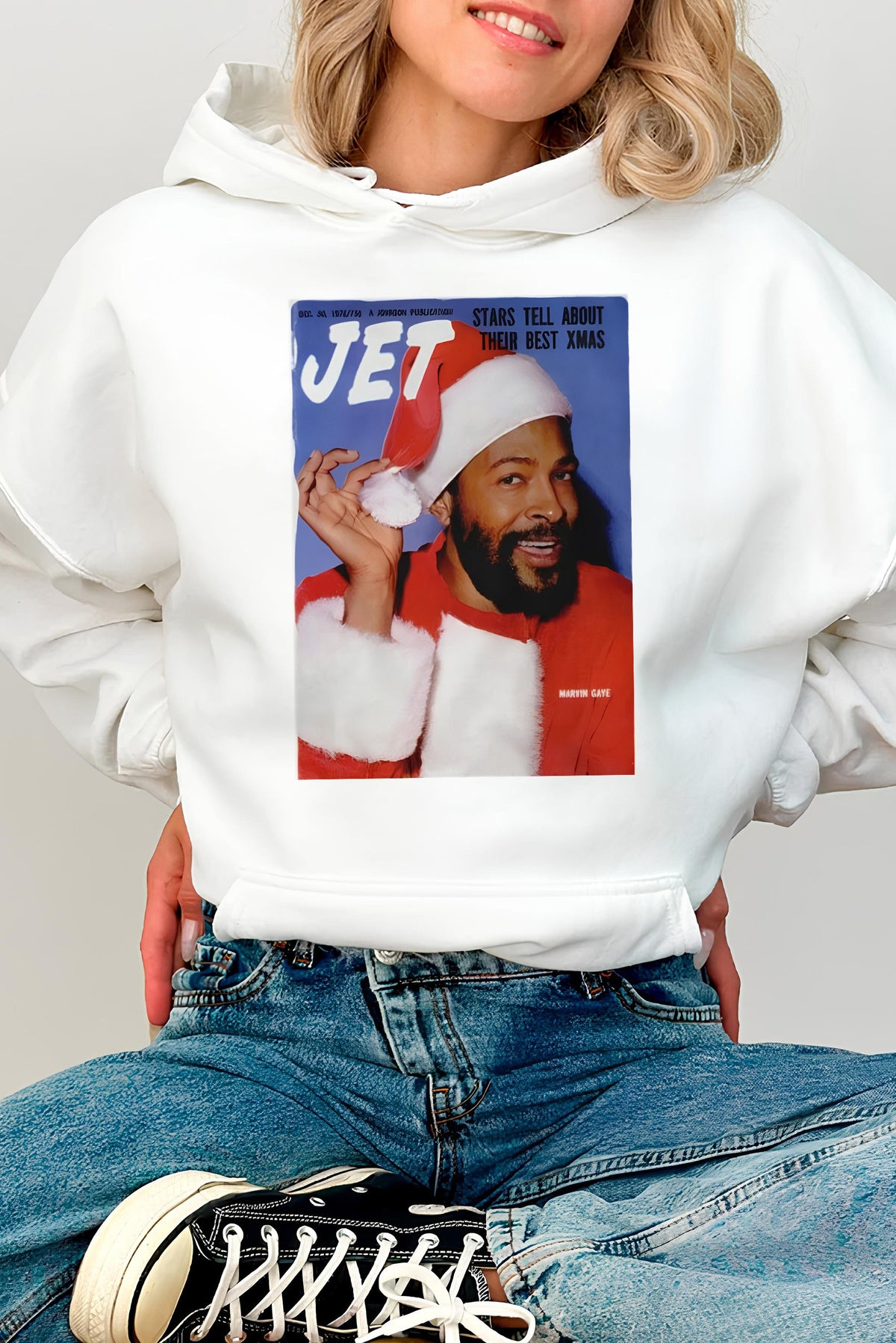 Marvin Gaye Black Santa Claus Hoodie For Women